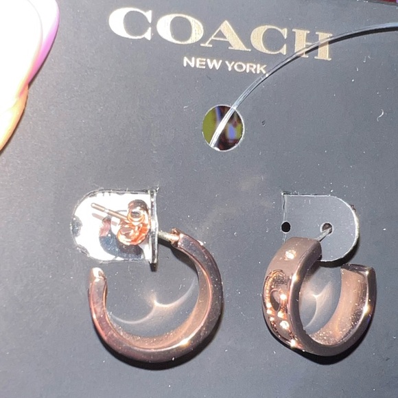 Coach Jewelry - 🌹 Coach Signature Rose Gold Huggie Earrings ⭐️